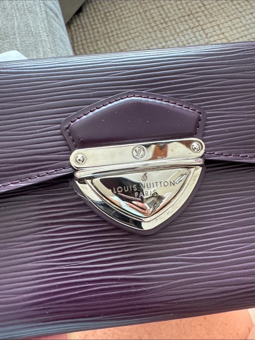 Louis Vuitton Deep Plum Epi Leather Clasp Wallet